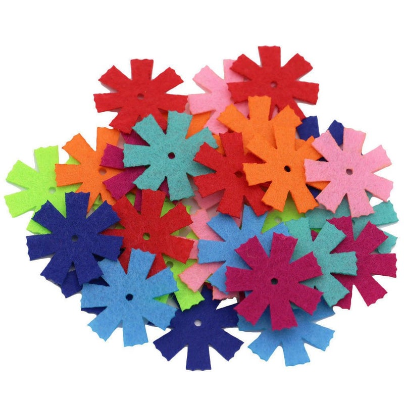 MAMUNU 4 Shapes 150 PCS Felt Flowers Fabric Flower Ornaments for Clothes, Bags, Shoes, Hats and Other Craft Decorations, Assorted Color - Image 3